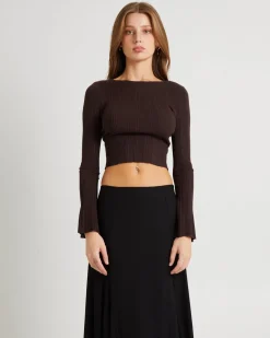 Hally Boat Neck Long Sleeve Knit Top