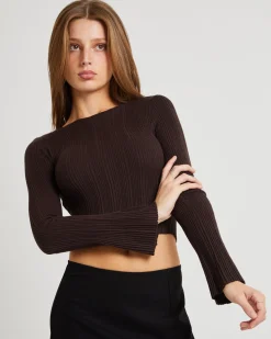 Hally Boat Neck Long Sleeve Knit Top