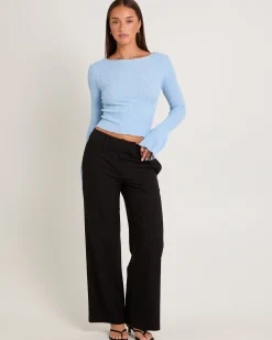 Hally Boat Neck Long Sleeve Knit Top