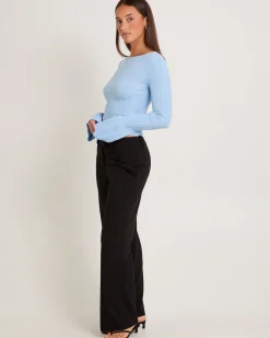 Hally Boat Neck Long Sleeve Knit Top