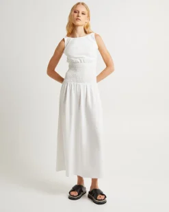 Hally Linen Maxi Dress White