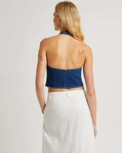Halter Denim Vest Stone Organic