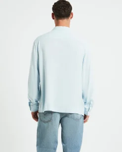 Harrison Linen Long Sleeve Shirt in Sky Blue