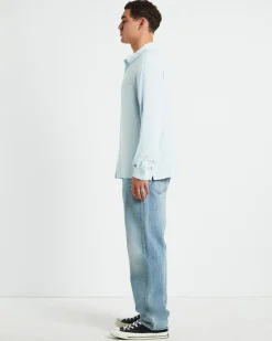 Harrison Linen Long Sleeve Shirt in Sky Blue