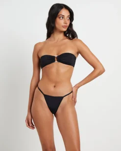 Hattie Contrast Bind Bandeau Bikini Set in Black
