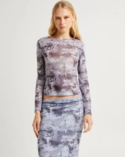 Hazy Mesh Long Sleeve Top