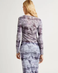 Hazy Mesh Long Sleeve Top