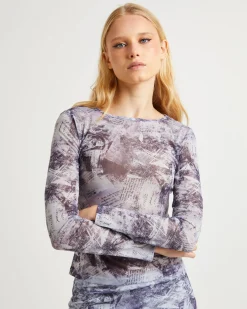 Hazy Mesh Long Sleeve Top