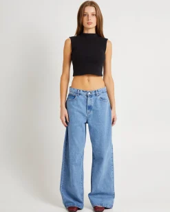 Heather Icon Mock Neck Top Black