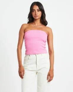 Heather Long Line Bandeau Top in Pink