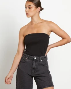 Heather Long Line Bandeau in Black