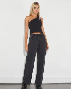 Heather One Shoulder in Black