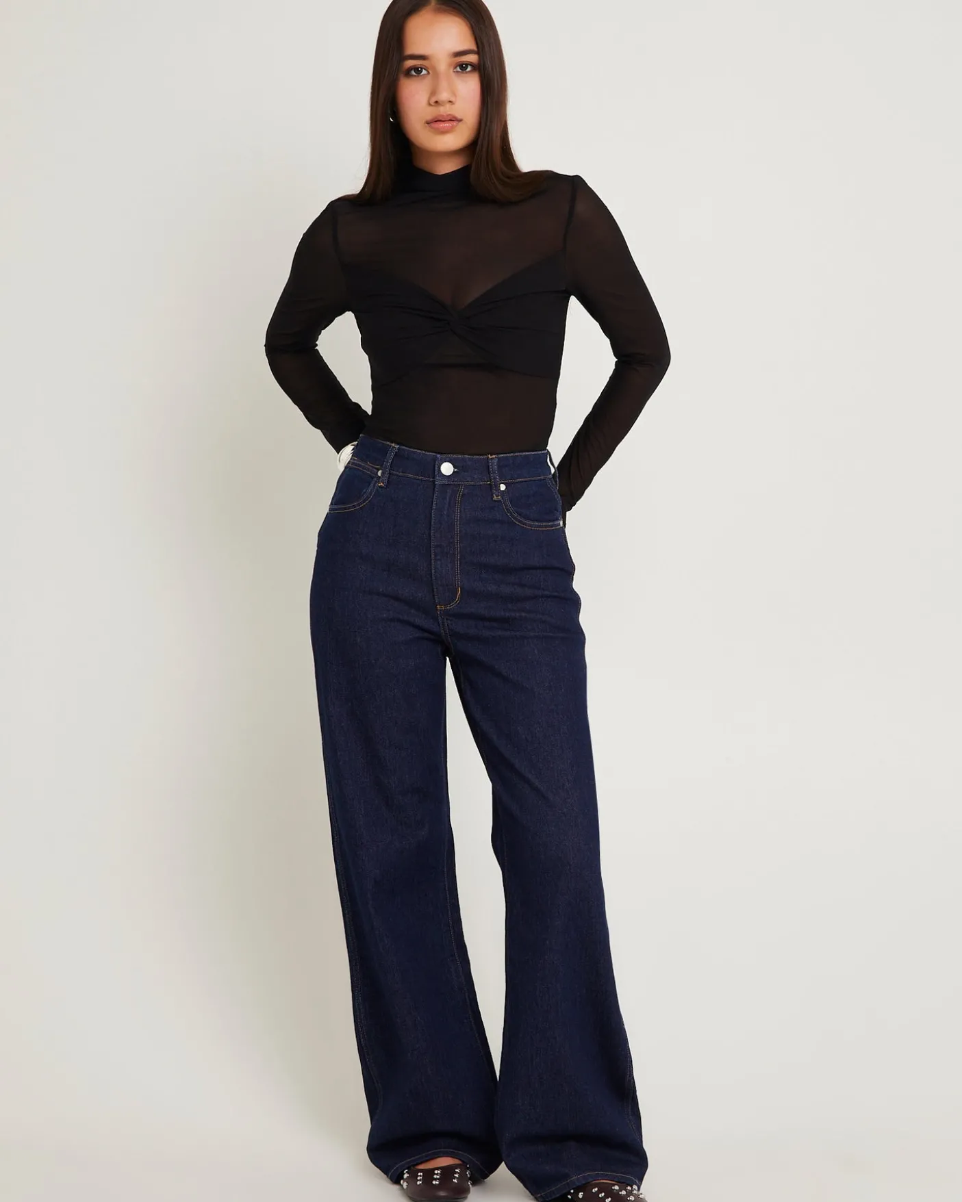 Hi Bells Flared Denim Jeans Highway Black