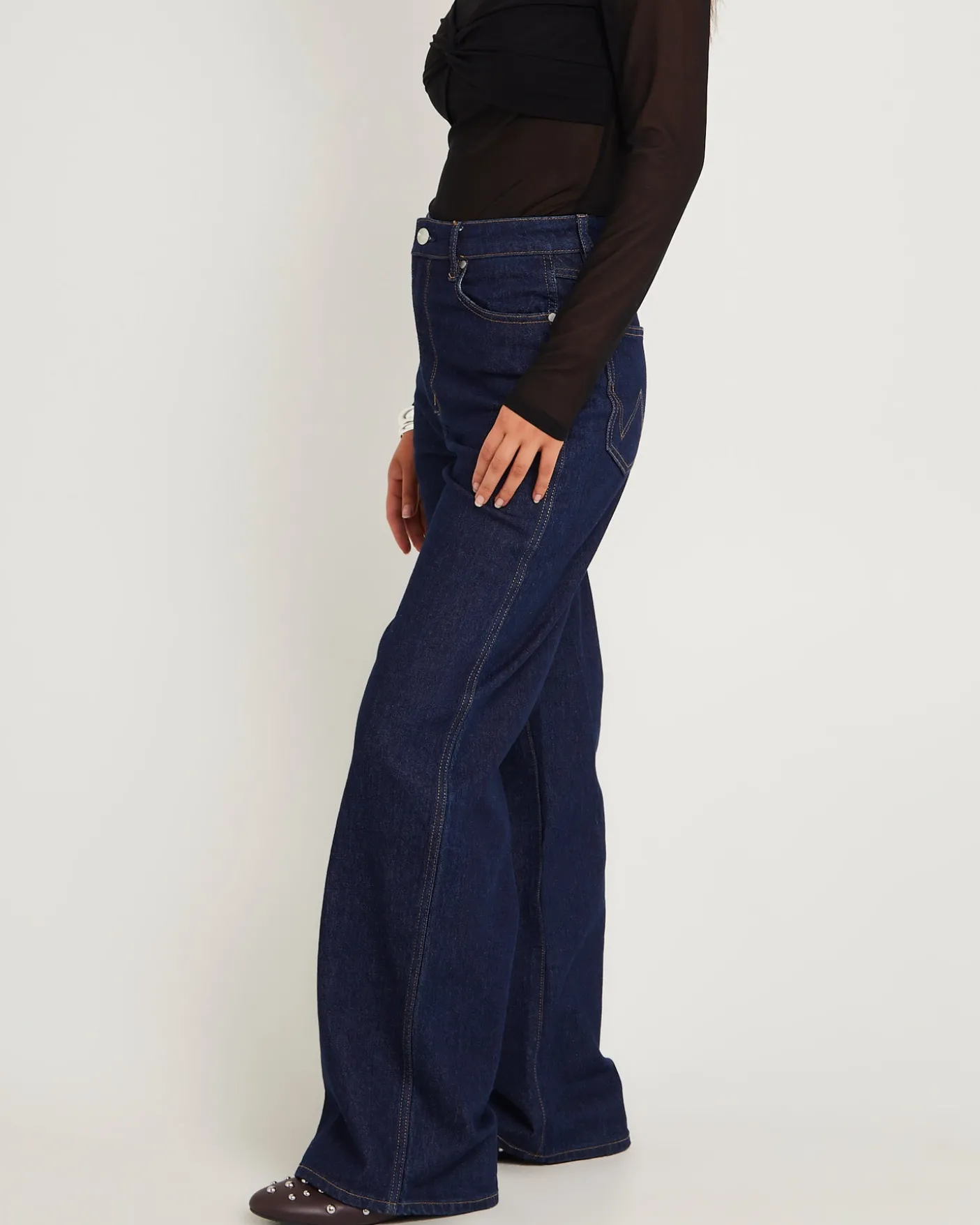 Hi Bells Flared Denim Jeans Highway Black