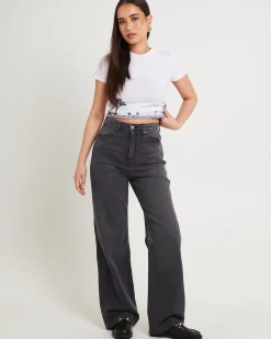Hi Bells Flared Denim Jeans Highway Black