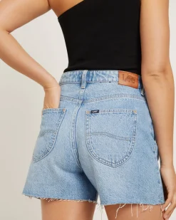 High Relaxed Denim Shorts in Risk