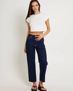 High Straight Crop Denim Jeans
