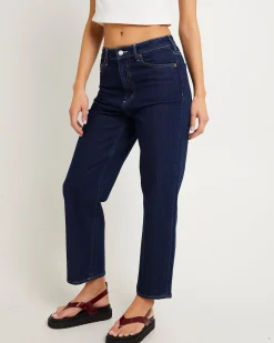 High Straight Crop Denim Jeans