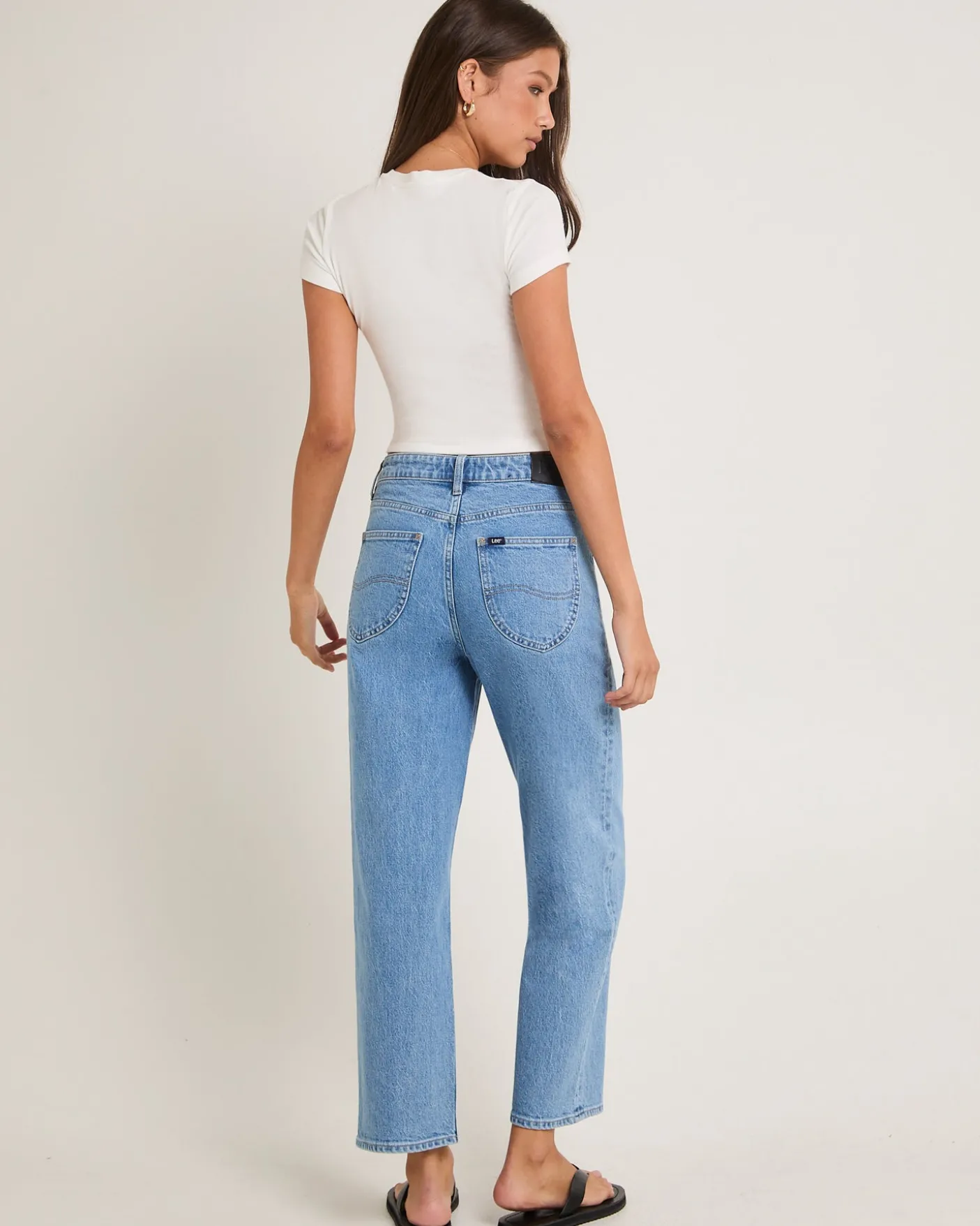 High Straight Crop Denim Jeans Blue Monday