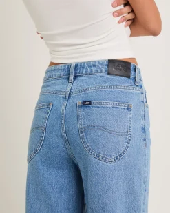 High Straight Crop Denim Jeans Blue Monday