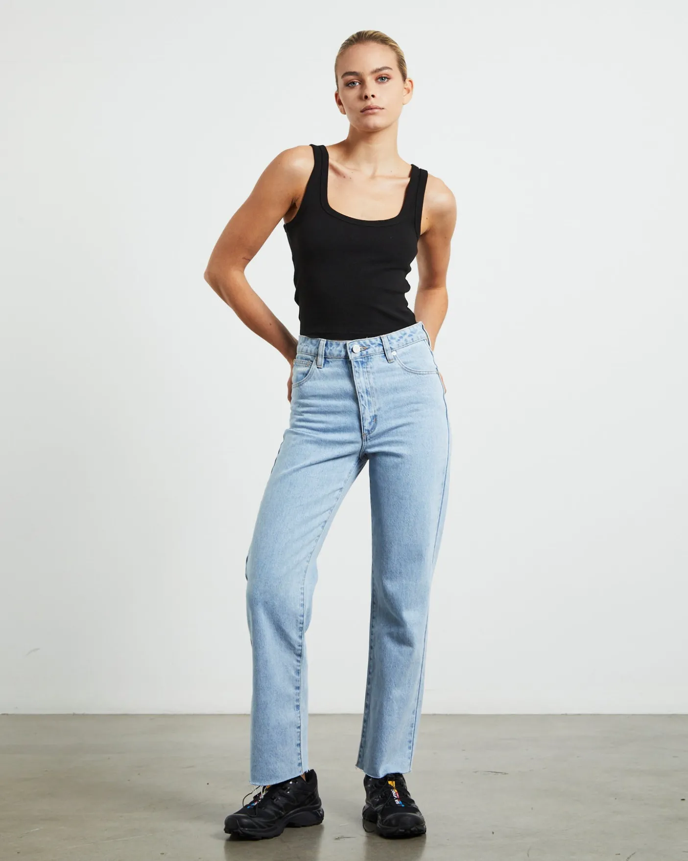 High Straight Petite Denim Jeans Walkaway Blue