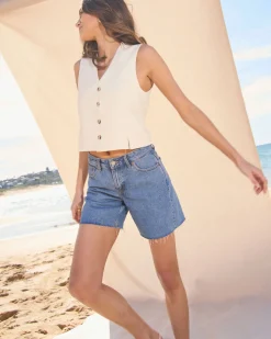 Hill Low Denim Shorts Sky Retro Raw Hem