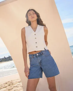 Hill Low Denim Shorts Sky Retro Raw Hem