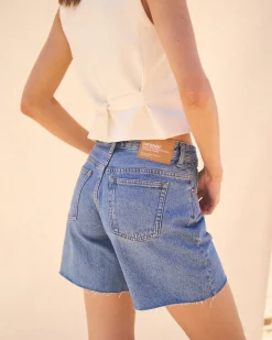 Hill Low Denim Shorts Sky Retro Raw Hem