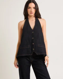 Hills Halter Denim Top