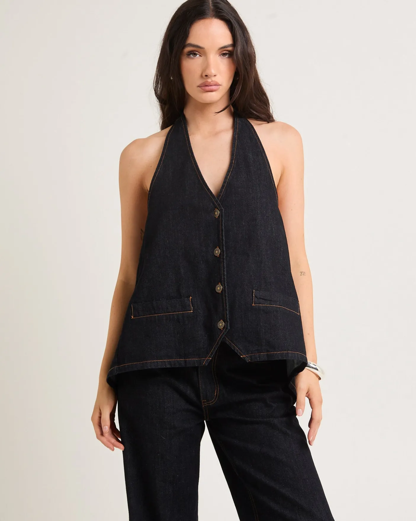 Hills Halter Denim Top