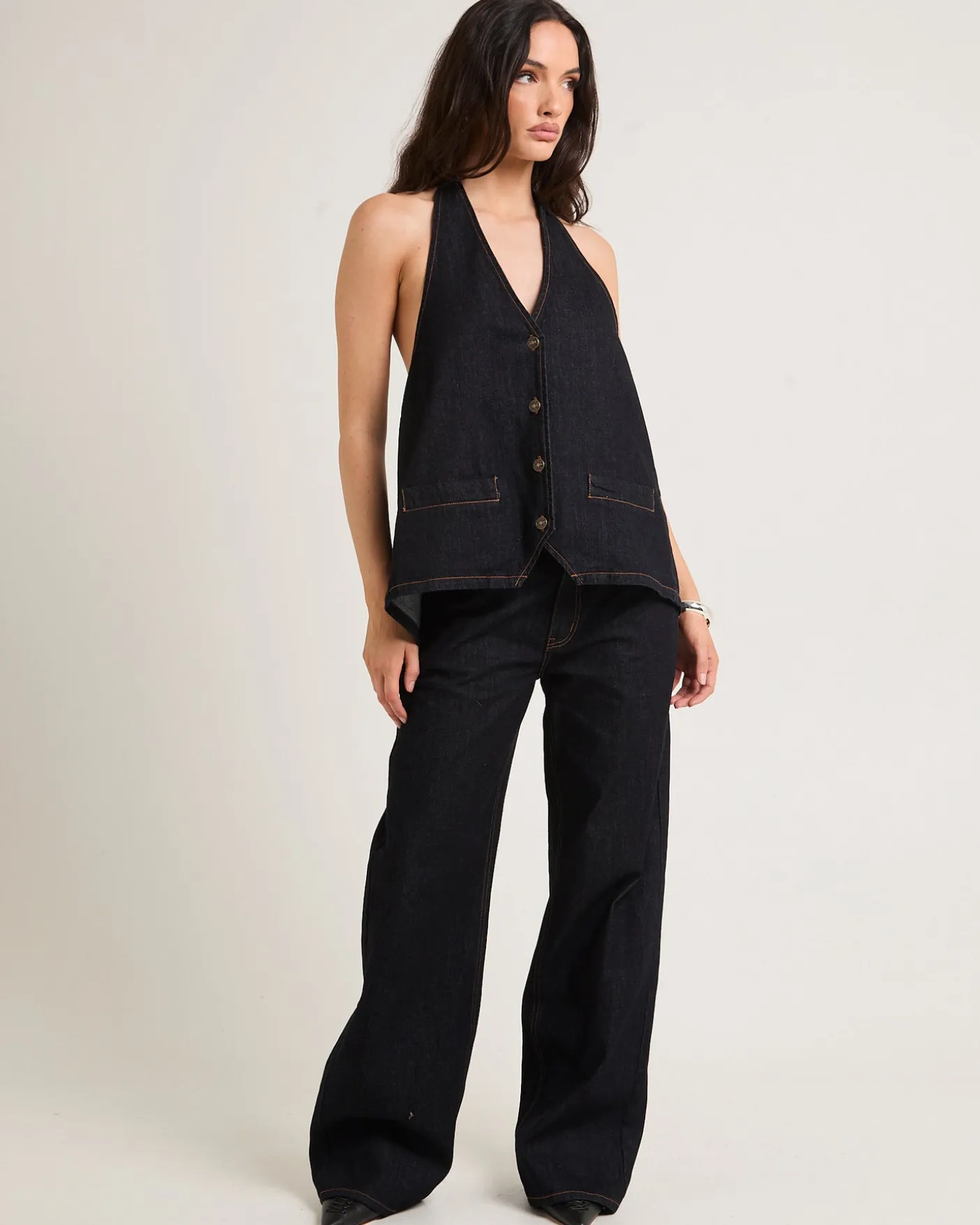 Hills Halter Denim Top