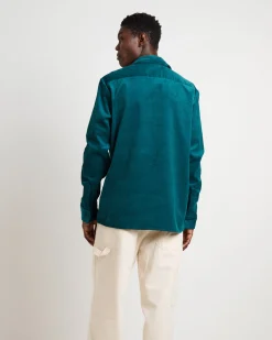 Houston Corduroy Long Sleeve Work Shirt in Jade Green
