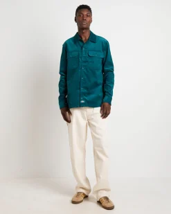 Houston Corduroy Long Sleeve Work Shirt in Jade Green