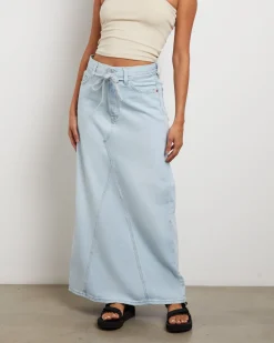 Iconic Long Denim Belt Skirt in So Called Pants