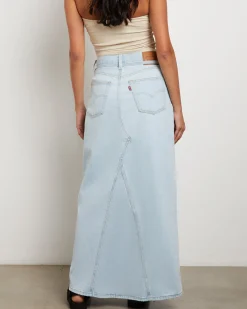 Iconic Long Denim Belt Skirt in So Called Pants