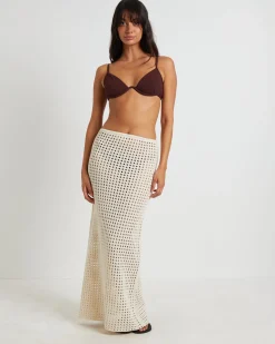Iris Crochet Maxi Skirt in Warm White