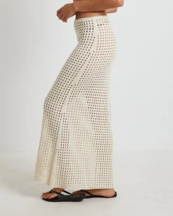 Iris Crochet Maxi Skirt in Warm White