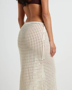 Iris Crochet Maxi Skirt in Warm White