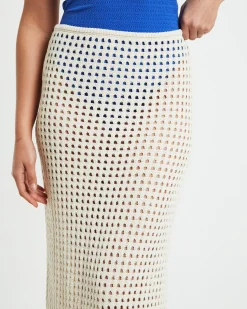 Iris Crochet Maxi Skirt in Warm White