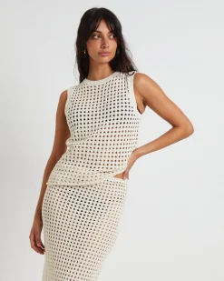 Iris Crochet Tank Top in Warm White