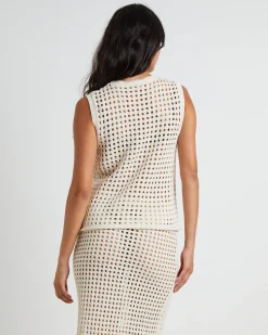Iris Crochet Tank Top in Warm White