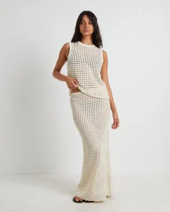 Iris Crochet Tank Top in Warm White
