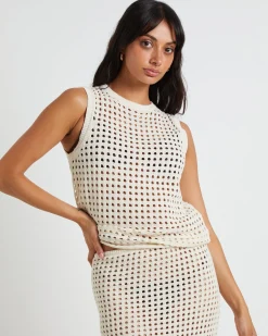 Iris Crochet Tank Top in Warm White