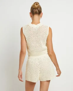 Isla Crochet Vest in Cream
