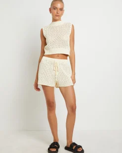 Isla Crochet Vest in Cream