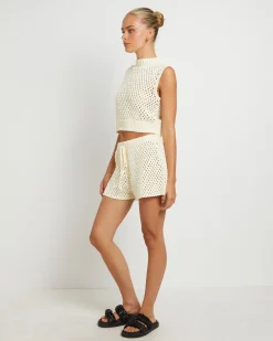 Isla Crochet Vest in Cream