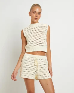 Isla Crochet Vest in Cream