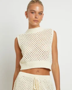 Isla Crochet Vest in Cream