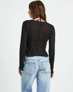 Ivy Laced Sheer Top Black