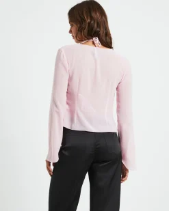 Ivy Laced Sheer Top in Pink